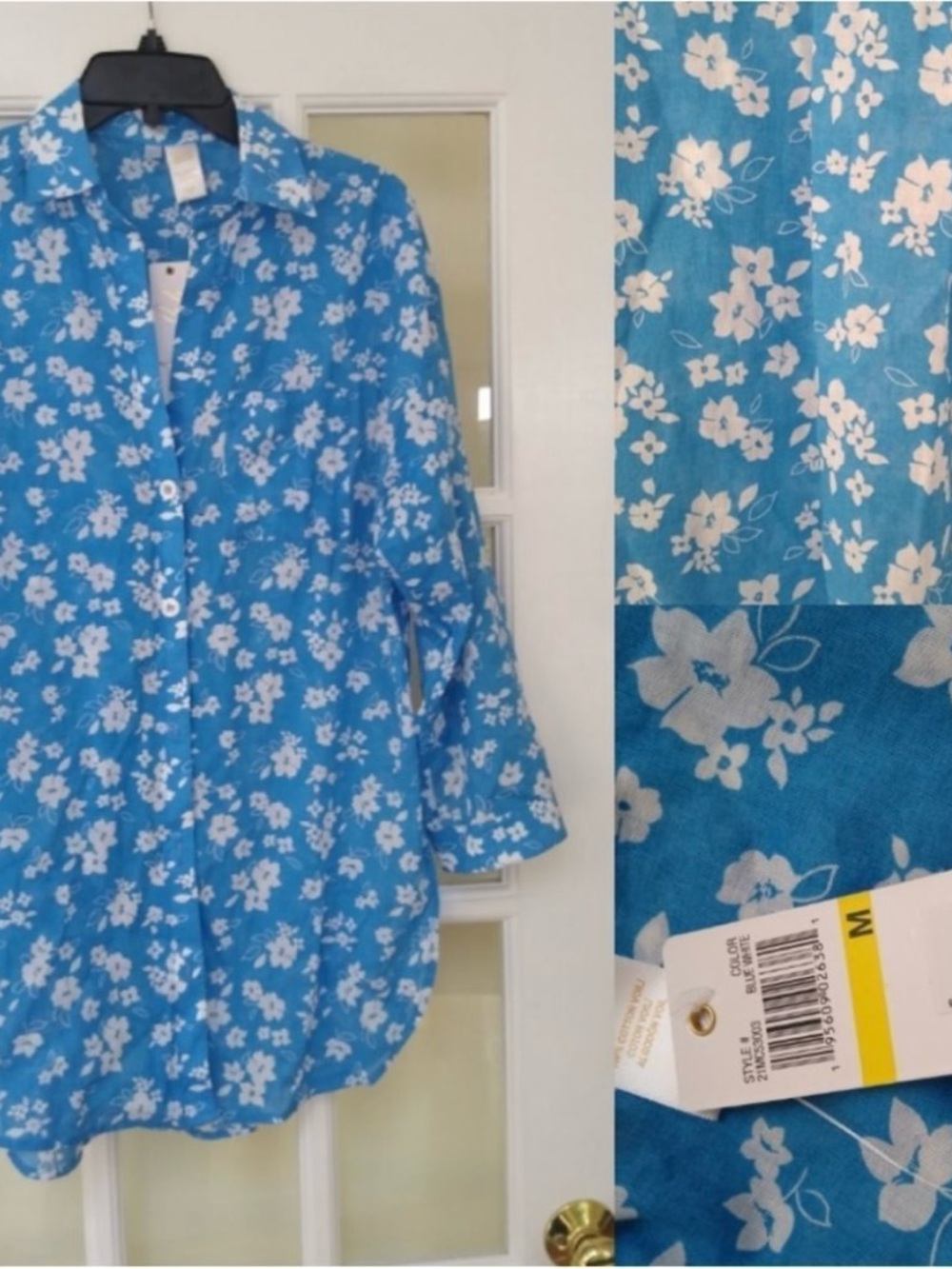 Anne Cole Button Down Floral Shirt Top Swim Coverup - Picture 3 of 7